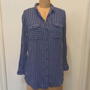 Blue Striped Button-Up Shirt